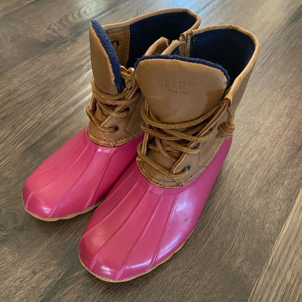 Sperry Kids Pink and Brown Rain Boots